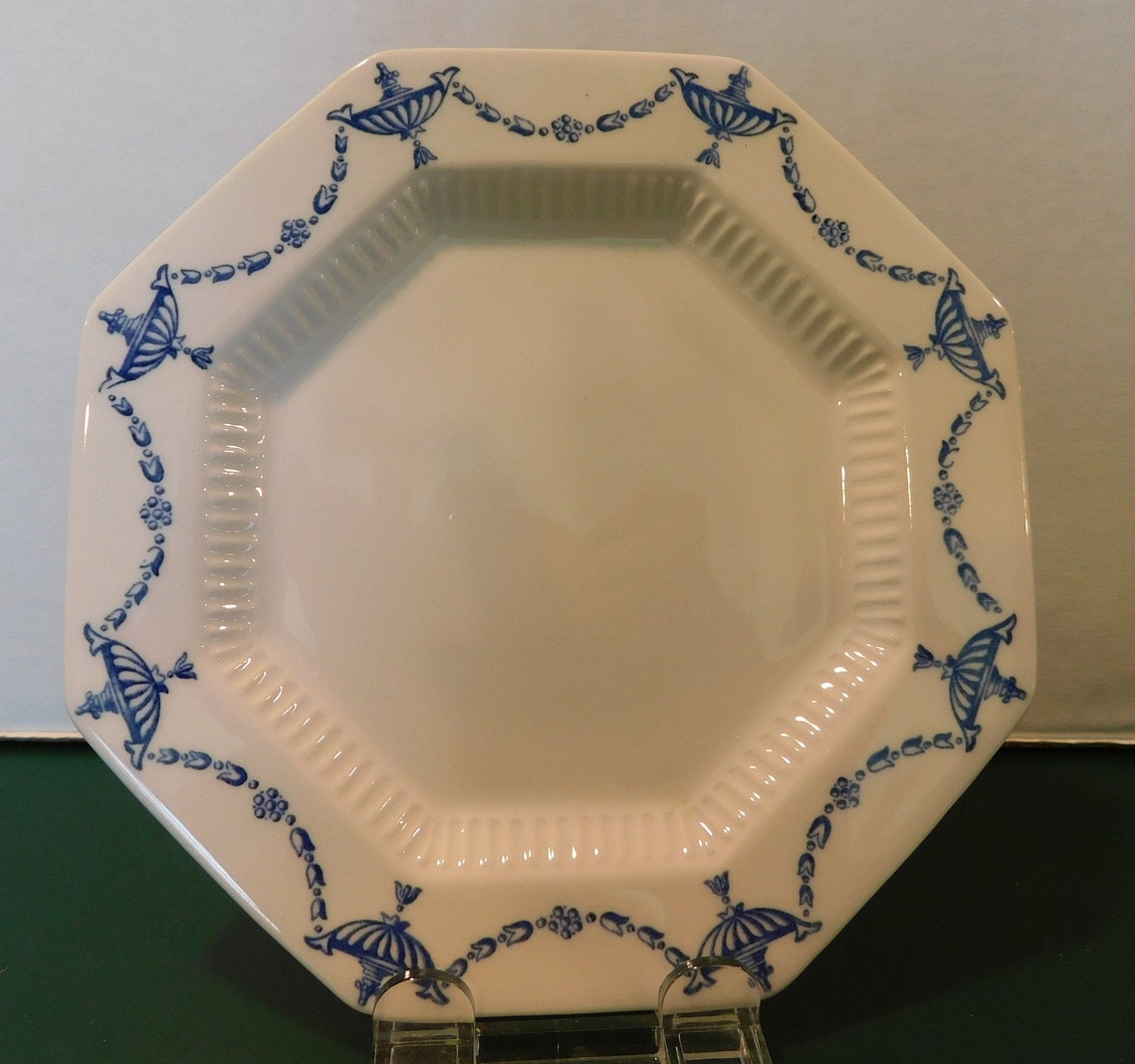 Independence Ironstone by Castleton China B&B Plates Set of 3 Blue Urns
