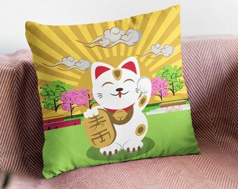 maneki neko pillow