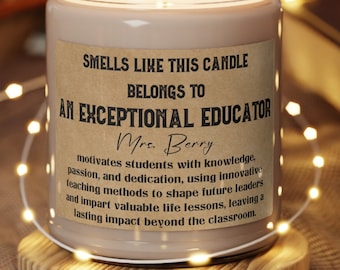 Custom Name Teacher Candle Teacher Appreciation Gift End of Year Gift Math Personalized Teacher Teaching Scented Candles Gift Idea Student