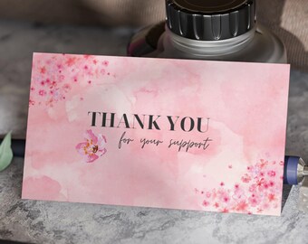Pink Watercolor Thank You Cards: Small Business Order Inserts
