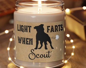 Pitbull Candle Personalized Gift Light When Name Farts Pitbull Mom Dad Gift Funny Gift for Dog Lover Dog Deodorant Odor Eliminator