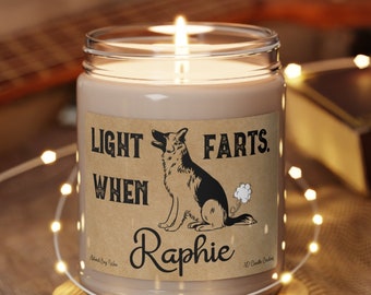 German Shepherd Candle Personalized Gift Light When Name Farts GSD Mom Dad Gift Funny Gift for Dog Lover Dog Deodorant Odor