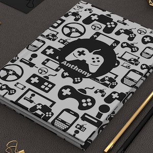 Personalized Video Game Notebook Gamer Gift Game Room Décor School Supplies Birthday Gift for Him Game Controller Gaming Journal Hard Cover