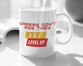 LEVEL UP Gamer Mug Video Game Birthday Gift Gamer Mugs Gift for Him Husband Birthday Funny Gift for Birthdays Fathers Day Boyfriend Birthday