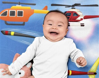 Helicopter Throw Blanket Toddler Children's Kids Room Decor Nursery Throws Gift for Toddlers Boys Birthday Helicopters Decorative Accent