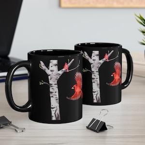 Cardinal Coffee Mug: Birch Tree Bird Lover Gift