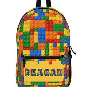 Nom personnalisé bloc de construction sac à dos garçons sacs à dos retour à l'école enfant fournitures scolaires cadeau d'anniversaire bambin enfant blocs sac fille mignon