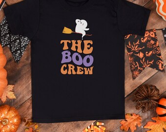 Youth Halloween Shirt Family Boo Crew Ghost Halloween Shirts Group Matching Tee Toddler Baby Adult Spooky Season Grandpa Grandma Mommy Daddy