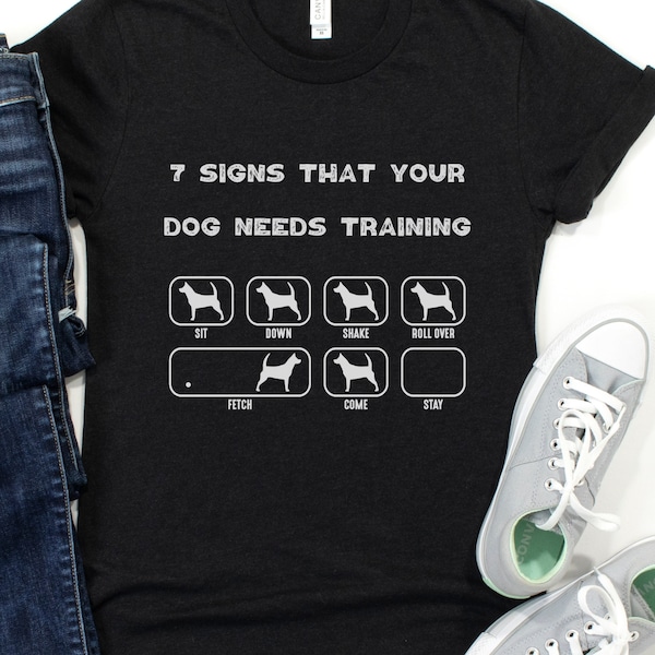 Funny Dog Shirt Mens Clothing Animal Lover T shirt Gift for Dog Lovers Tee for Him Funny Shirts Jokes 7 Signs Your Dog Needs Training