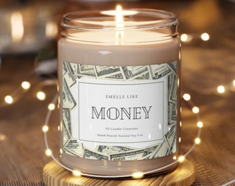 Money Candle Affirmation Gift Money Home Decor Gift Scented Candles Unique Gifts Dollar Bills Wealth Deodorant Odor Eliminator Aromatherapy