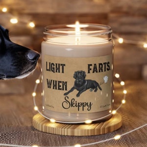 Labrador Candle Personalized Gift Light When Name Farts Black Lab Gifts Funny Gift for Dog Lover Dog Deodorant Odor Eliminator Labrador Gift image 1