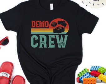 Building Block Shirts Demo Crew Family Matching Father Son Brothers Gift Boy Demo Expert Brick Boys Blocks Birthday Retro Vintage Builder