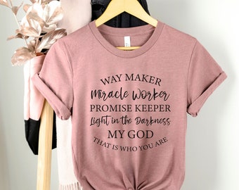 Christian Tshirt Waymaker Shirt Religious Gifts Faith Shirts for Women Bible Verse Tee Faith Shirts Bible Verse Tee God Shirt Jesus Tees Top