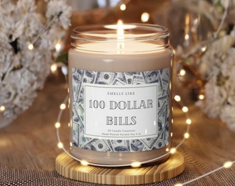 100 Dollar Bill Candle Affirmation Gift Money Home Decor Gift Scented Candles Unique Gifts Dollar Bills Wealth Deodorant Odor Eliminator