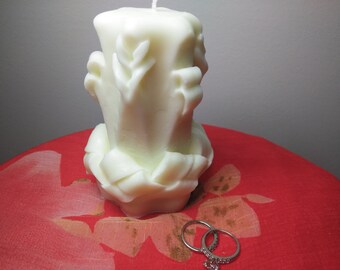 Candle Ivory White 3D Pillar Home Decor Centerpiece Display Gift for Her Mothers Day Teacher Wedding Gift Romantic Valentines Birthday