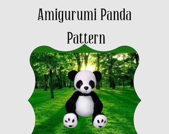 Panda Pattern Digital Download Crochet Patterns Amigurumi Stuffed Panda Pattern Instant Download Tutorial PDF Print at Home Tutorials
