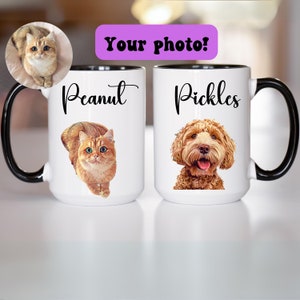 Custom Pet Portrait  Pet Photo Name Mug Dog Mug Dog Coffee Cup Dog Mom Mug Personalized Cat Dad Mug New Dog Personalized Pet Mugs Pet Art