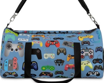 Video Game Duffle Bag Gym Bags Gamer Gaming Game Controller Travel Sack Weekender Gift for Him Birthday School Supplies Duffel Bag Gifts