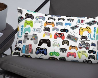 Game Controller Pattern Pillow, Gamer Room Decor