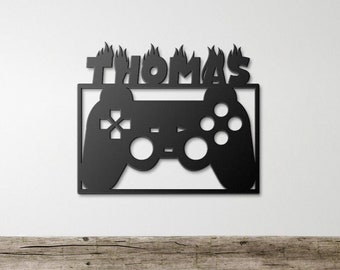 Personalized Video Game Metal Wall Art Sign Gift for Him Game Room Decor Gamer Gift Gaming Wall Art Hanging Game Controller Custom Name Gift