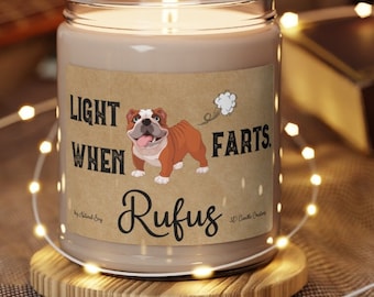 English Bulldog Candle Personalized Gift Light When Name Farts Bulldog Mom Dad Gift Funny Gift for Dog Lover Dog Deodorant Odor Eliminator