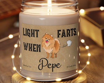 Pomeranian Candle Personalized Gift Light When Name Farts Pom Mom Dad Gift Funny Gift for Dog Lover Dog Deodorant Odor Eliminator