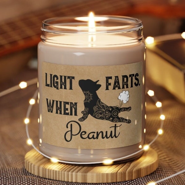French Bulldog Candle Personalized Gift Light When Name Farts Funny Gift for Dog Lover Frenchie Mom Dog Deodorant Dog Mom Odor Eliminator