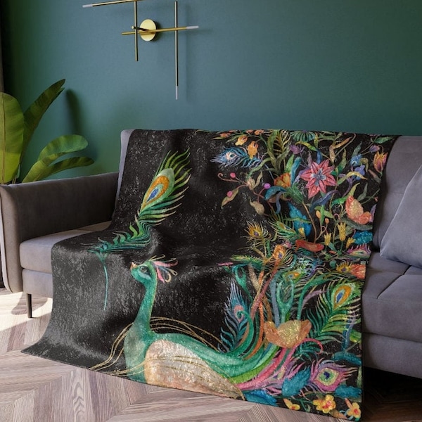 Peacock Throw Blanket Etsy