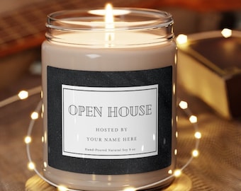 Open House Candle Personalized Real Estate Agent Home Decor Gift Scented Candles Hosted by Custom Name Realtor Fall In Love Prop