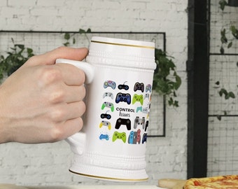 Gaming Stein Mug Video Game Gift Man Cave Decor Game Controller Beer Mug Gift for Him Gamer Gift Gaming Stein Mug Gift for Husband Beer Mug