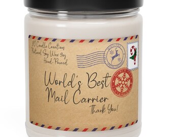 Worlds Best Mail Carrier Candle Gifts for Him or Her Postal Scented Candle Odor Eliminator Deodorizer Home Decor Post Office Mail Christmas