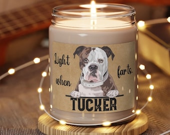 Personalized Bulldog Candle Light When Name Farts Funny Gift for Dog Lover Pet Dog Deodorant Dog Mom Odor Eliminator Bull Dog Moms