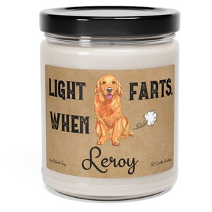 Golden Retriever Candle Personalized Gift Light When Name Farts Funny Gift for Dog Lover Dog Deodorant Odor Eliminator Animal Scented Candle image 5