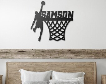 Personalized Basketball Metal Sign Gift for Him Wall Art Home Decor Wall Hangings Monogram Metal Sign Custom Name Wall Art Basketball Lover