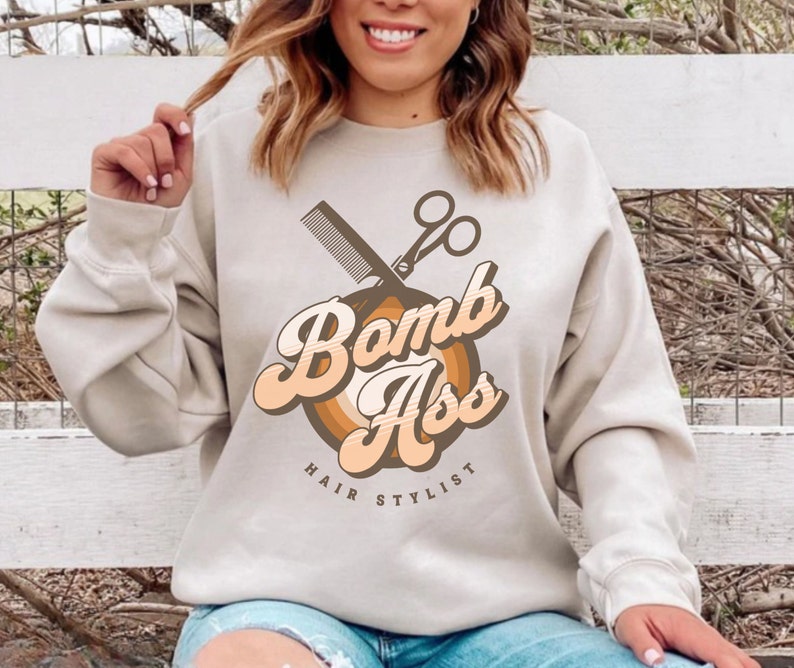 Bomb Ass Hair Stylist Sweatshirts Hoodies Crewneck Hooded For Women Cosmetology Plus Size Hoodie Shirts Beautician Hairstylist Gifts for Her image 1