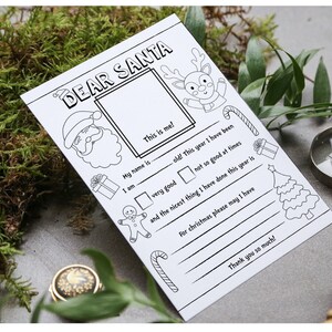 Dear Santa PRINTABLE Coloring Page Print At Home Kids Dear Santa Night Before Christmas Letters to Santa Claus Instant Download PNG image 3
