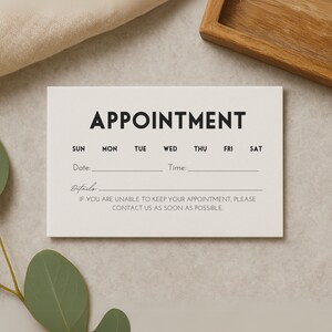 Cartes de rappel de rendez-vous 3,5 x 2 pouces Taille carte de visite Détails sur la date et l'heure Design professionnel et élégant Salon Spa Bureau Entrepreneur