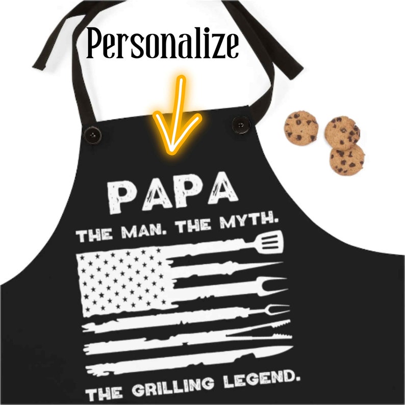 Personalized Grill Apron the Man the Myth the Grilling Legend Birthday Gift for Him Husband Christmas Gift for Men Dad Him Guy BBQ Outdoor image 1