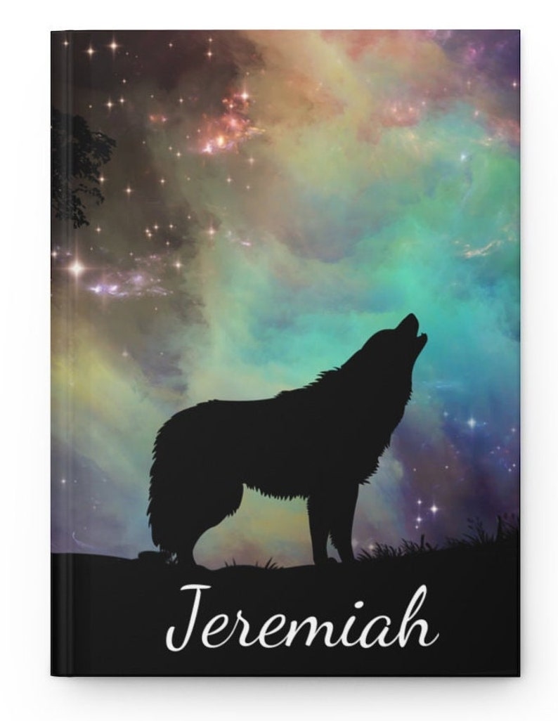 Personalized Wolf Hardcover Notebook Custom Wolf Journal Notebooks Lined Pages Gifts for Him Wolf Art Nature Outdoor Theme Gift to Husband image 5