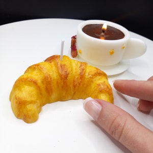 Croissant Candle Breakfast Candles Handmade Gifts Fried Egg Toast Coffee Cup Fake Food Art Home Decor Gag Gifts Eggs Food Shape Candles image 3