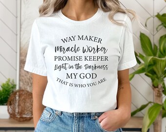 Waymaker Shirt Christian Tshirt Religious Gifts Faith Shirts for Women Bible Verse Tee Faith Shirts Bible Verse Tee God Shirt Jesus Tees Top