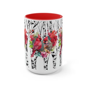 Cardinals Birch Trees Mug Cardinal Lover Gift Nature Birder Mug Bird Watcher Lover Gift Coffee Mug Lodge Mug for Mom Mothers Day image 3