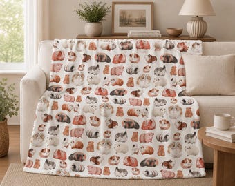 Guinea Pig Throw Blanket, Soft Animal Print Couch Decor
