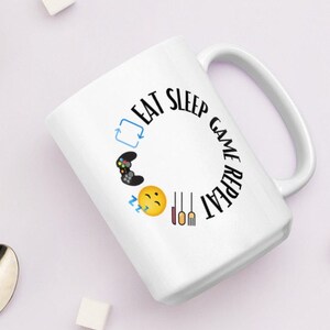 Eat Sleep Game Repeat Coffee Mug Gamer Gift Tea Mugs Funny Gaming Cup Video Game Birthday for Dad Fathers Day Son Husband Boyfriend Gifts zdjęcie 4