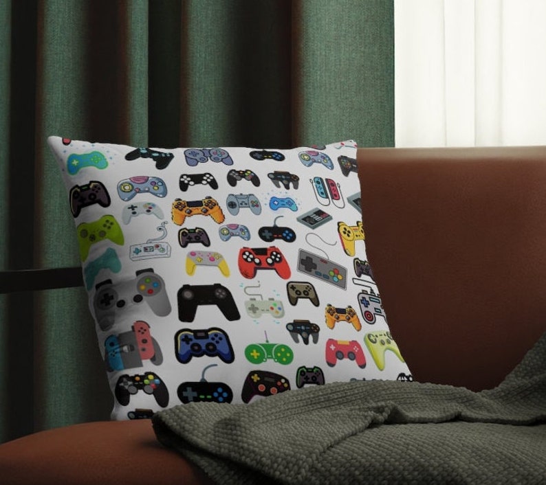 Game Controller Pillow Gamer Gift Video Game Room Decor Gaming Gifts for Him Man Cave Birthday for Him Husband Sons Bedroom Throw Waterproof image 3