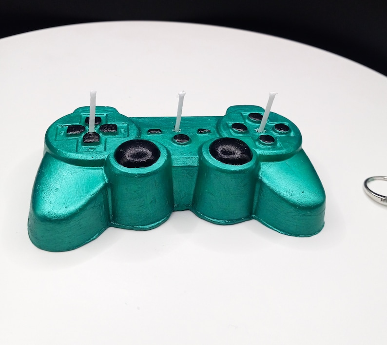 Veridian Metallic green game controller candle