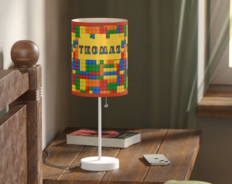 Personalized Building Block Lamp Boys Bedroom Decor Bedroom Lamps Home Decor Night Stand Toddler Childrens Room Decorations Blocks