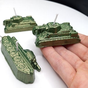 Mini Tank Candles Tank Cake Topper War Video Game Theme Tanker Fondant Candle Gaming Candle Video Game Birthday Gift for Him Gamer Candle image 5