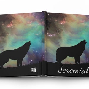 Personalized Wolf Hardcover Notebook Custom Wolf Journal Notebooks Lined Pages Gifts for Him Wolf Art Nature Outdoor Theme Gift to Husband image 2