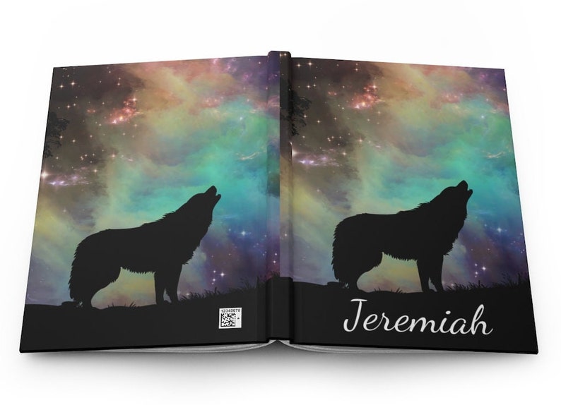 Personalized Wolf Hardcover Notebook Custom Wolf Journal Notebooks Lined Pages Gifts for Him Wolf Art Nature Outdoor Theme Gift to Husband image 2